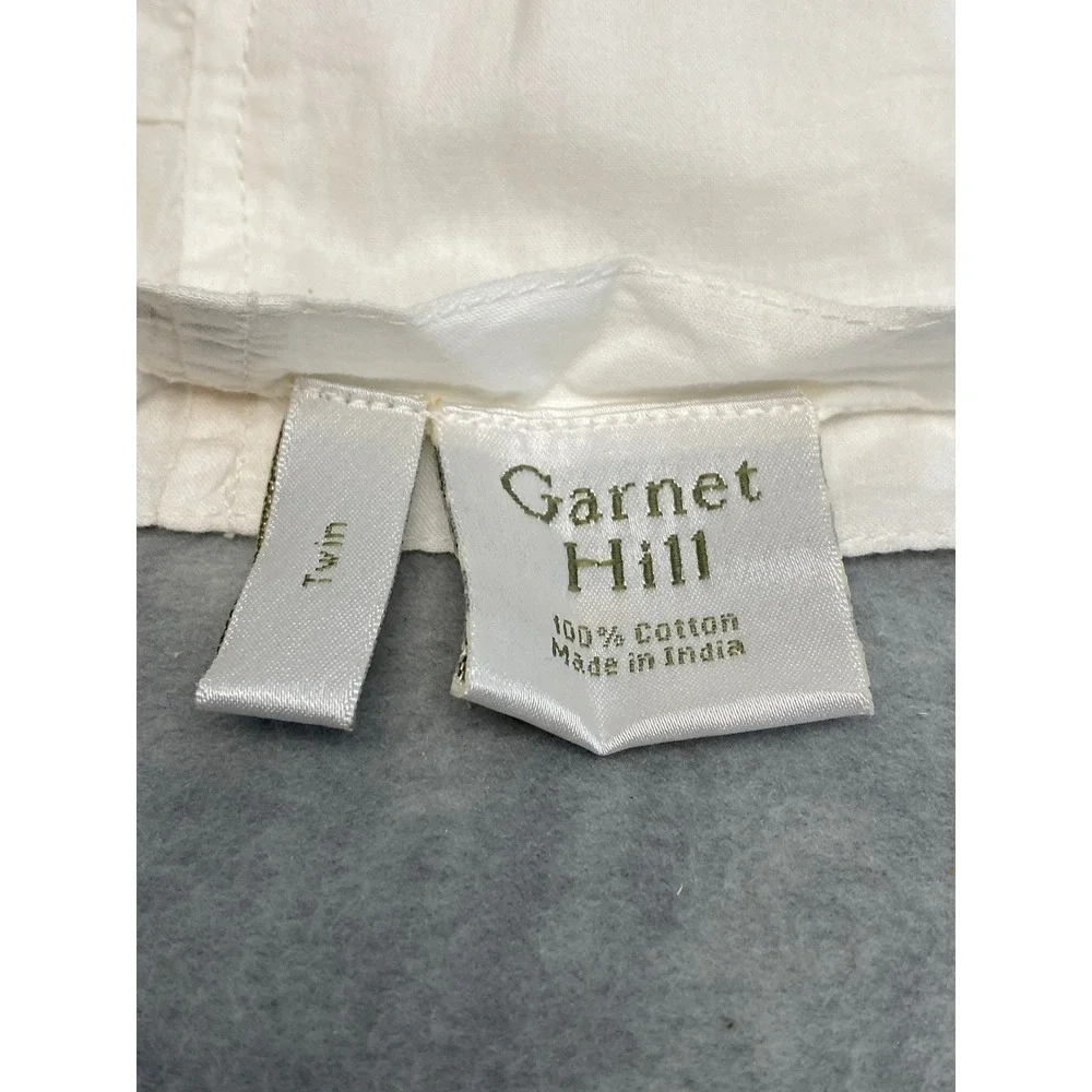 Garnet Hill Twin Bed Skirt White Cotton Colorful Embroidered Boho‎ Style
